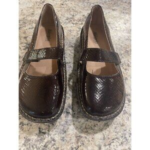 Alegria Feliz Brown Snake Print Mary Jane Shoes Womens Size 41 US 10.5